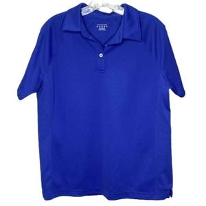 Lands' End Men's‎ Polo Shirt M Golf Blue Short Sleeve Performance Preppy